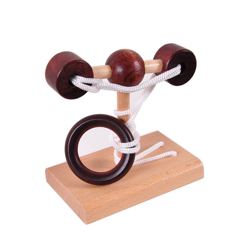 Desk Novelty 3D Wooden Rope Loop Puzzle IQ Mind String Brain teaser Game for Adults Kids