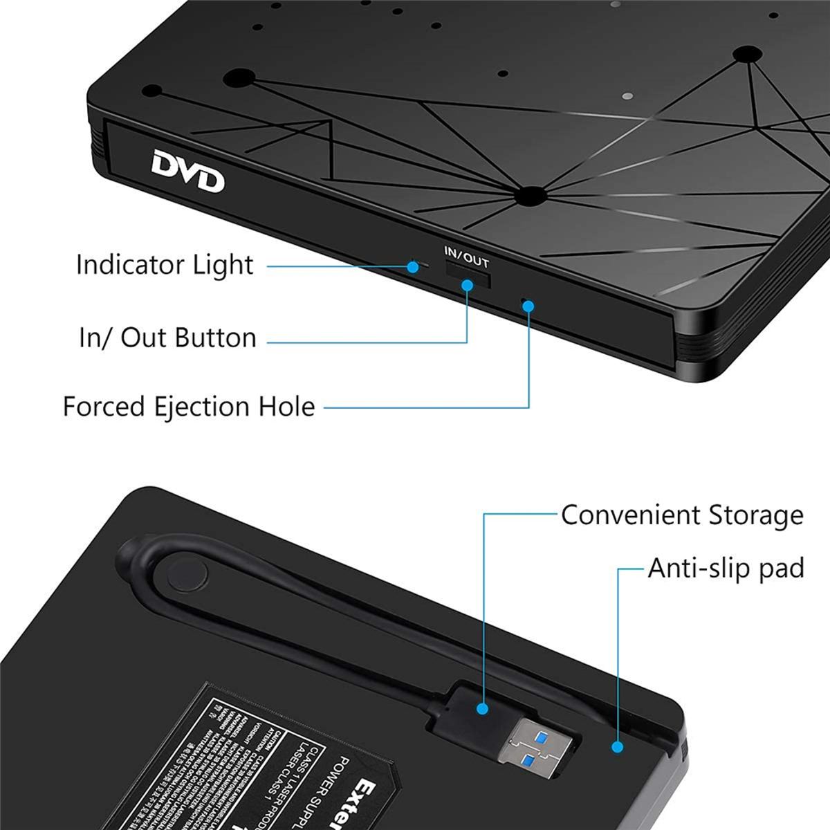 External Optical Drive USB3.0 Portable CD DVD Drive Writer Burner Optical Player Multi-Functional DVD Drive For PC Laptop