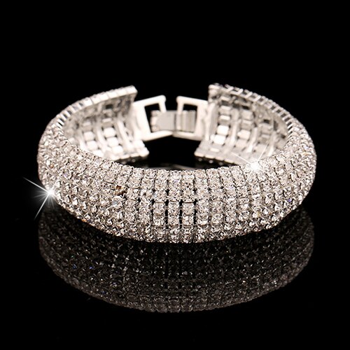 SALES！！ Women Roman Style Wide Bangle Rhinestone Bracelet Wedding Party Jewelry