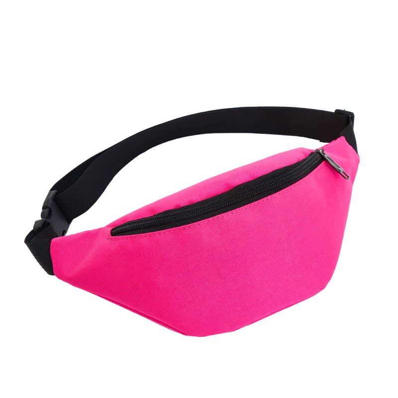 Udendørs sport vandtæt talje taske mænd kvinder vandreture cykling løb bæltetaske hoftepose afslappet unisex solid fanny pack 7 farver: Hot pink