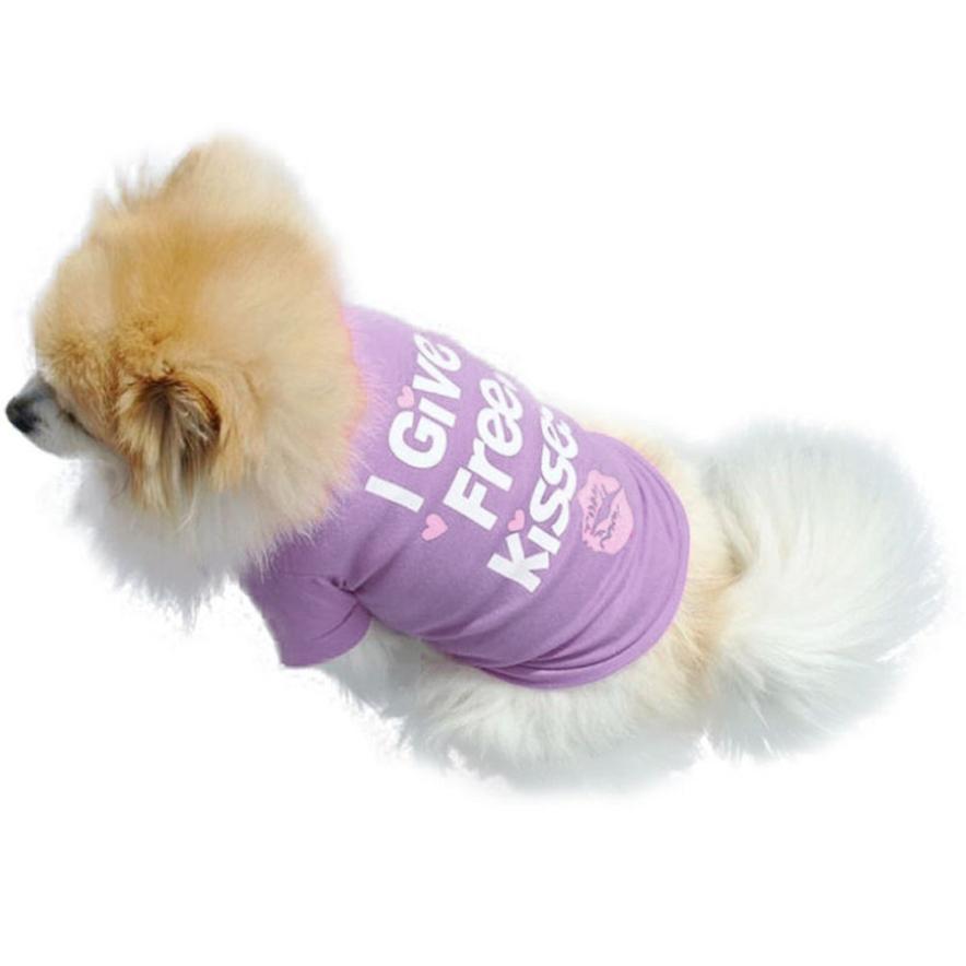 Paars Gedrukt Kleding Cool Comfortabele Kleding Voor Kleine Honden Huisdier Zomer Ademend Korte Mouwen T-shirt Vest Voor Kleine Honden