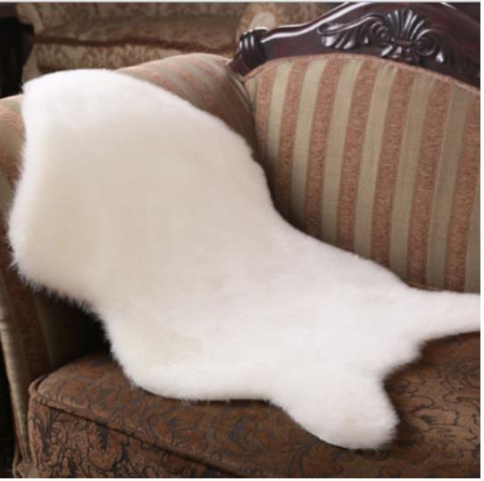 Fåreskind tæppe mat tæppeunderlag skridsikker sofadæksel til soveværelse hjemmeindretning tæpper til soveværelse faux pels tæppe 40 x 60cm: Hvid