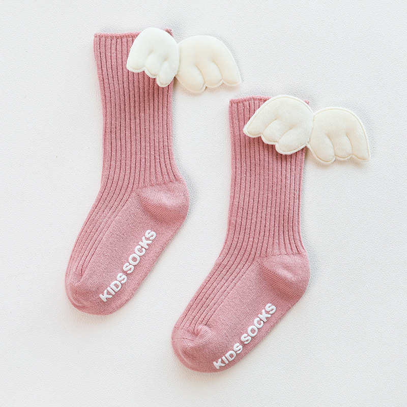 Kleinkind Baby Mädchen Socken Casual Baumwolle Lange Socken Knie Hohe Flügel für 0-5 Jahre: D / 3 to 5 Year