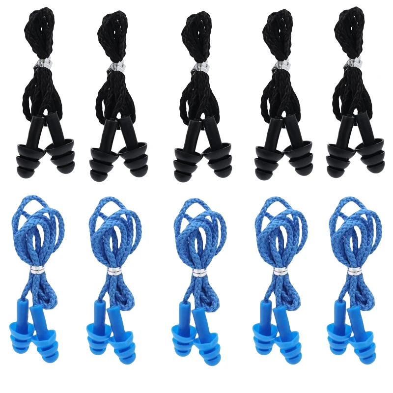 10-1Pairs Ruisonderdrukkende Oordoppen Waterdicht Zwemmen Zachte Siliconen Snoer Oordopjes Anti Verloren Herbruikbare Oren Stekkers Met Touw: S / Oranje Rood