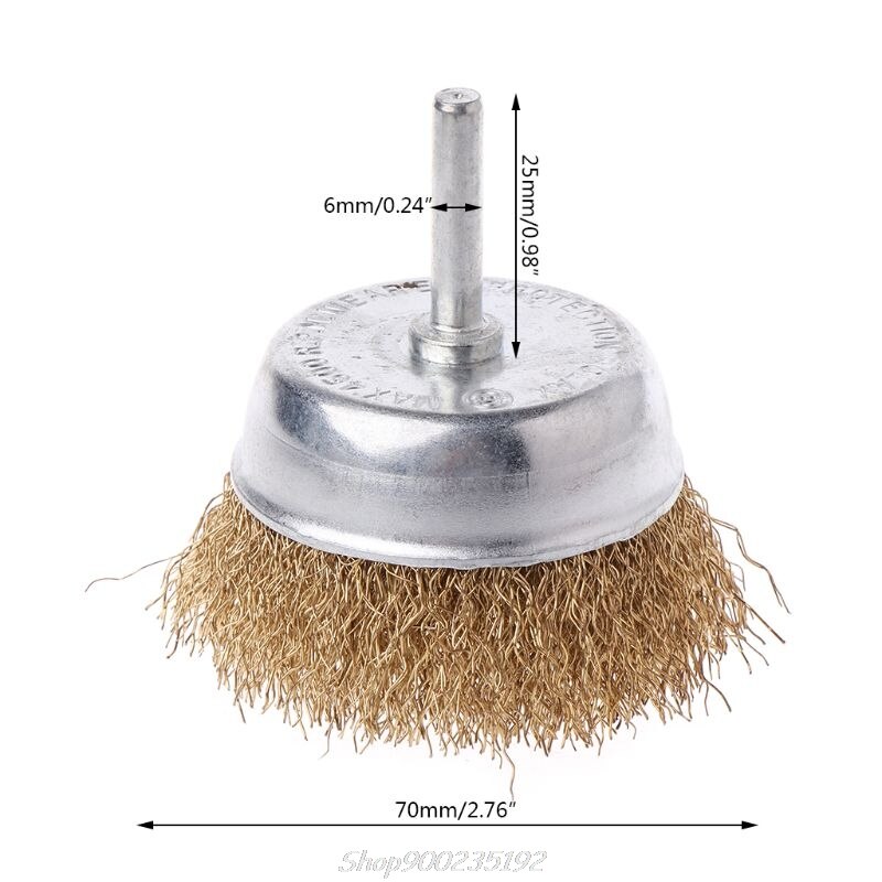 1 st skål stålborste 6mm skaft diameter platt ståltråd hjul elektrisk borr slipkvarn polerskiva avrostningsverktyg  jy29 20: 3