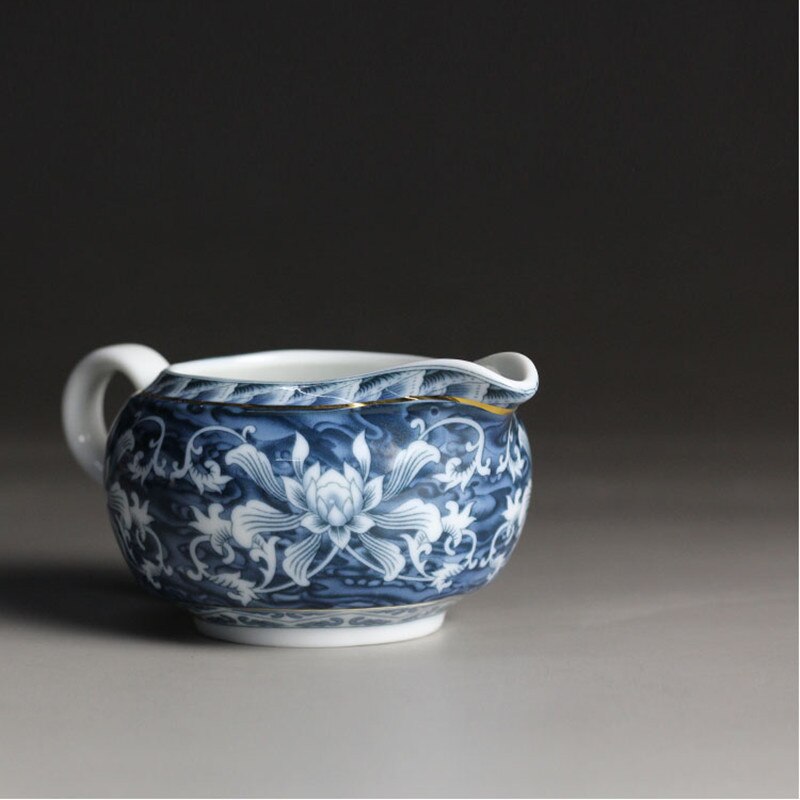 Kinesisk tekande tekande tekande jingdezhen blå og hvid porcelæns tekop keramisk skummer mælkekop kaffe lattekande