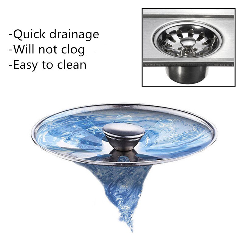 20x10cm Stainless Steel Floor Drain Tile Linear Shower Wetroom Bathroom