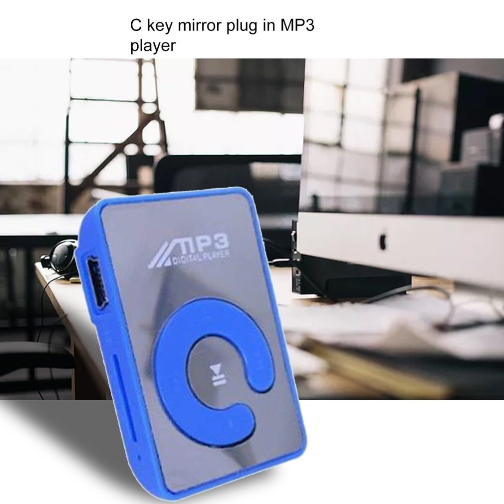 Portable Mini miroir pince lecteur MP3 musique Support multimédia Micro SD TF carte Hifi MP3 pour les Sports de plein air