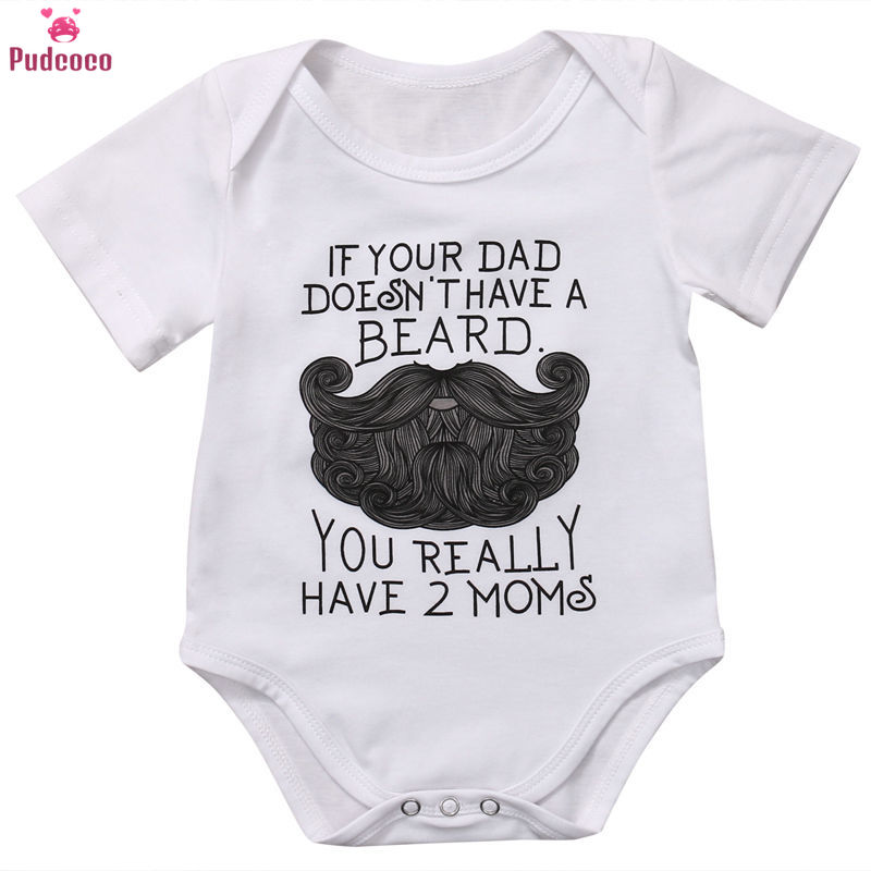 Pasgeboren Baby Jongen Meisje Baard Daddy Letters Grappige Baby Kleding Bodysuit Jumpsuit Zomer Casual Outfits
