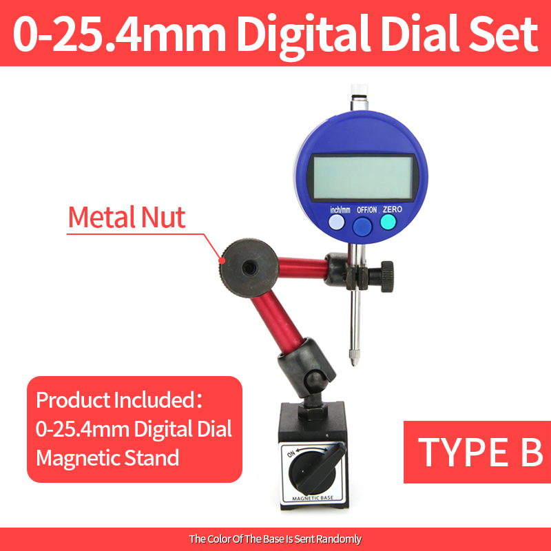 Dial Indicator Gauges Micrometer Dial Gauge Dial Indicator Magnetic Holder Clock Indicator Magnetic Stand Measuring Instruments: Pink