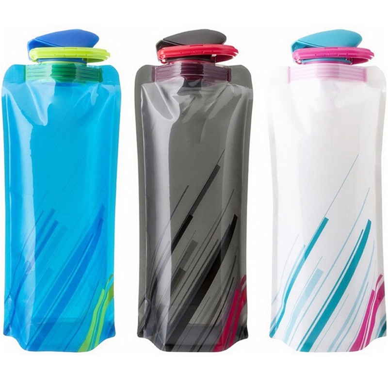 Foldable Drinking Water Bottle Bag Pouch Outdoor Hiking Camping PE Water Bag Soft Flask Squeeze for Running Cycling Water Bags