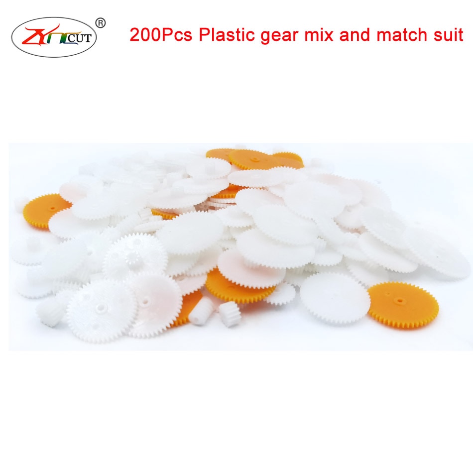 200 stuks/set gemengde kunststof tandwielmotor aandrijftandwiel 0.5 matrijzen diy handgemaakte speelgoedaccessoires