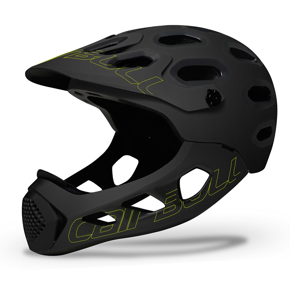 Casco ultraligero de cobertura completa para Ciclismo, protector bucal para bicicleta de montaña o de carretera, Casco DH de 56-62cm: black yellow
