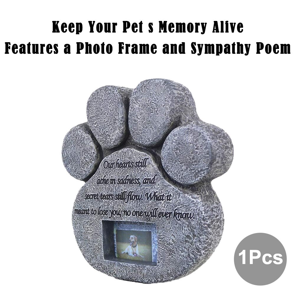Pierres tombales en forme d'empreinte de chien et chat, Souvenirs d'animaux avec mots à mémoire de forme, cadre Photo en résine pour décoration de cour de maison