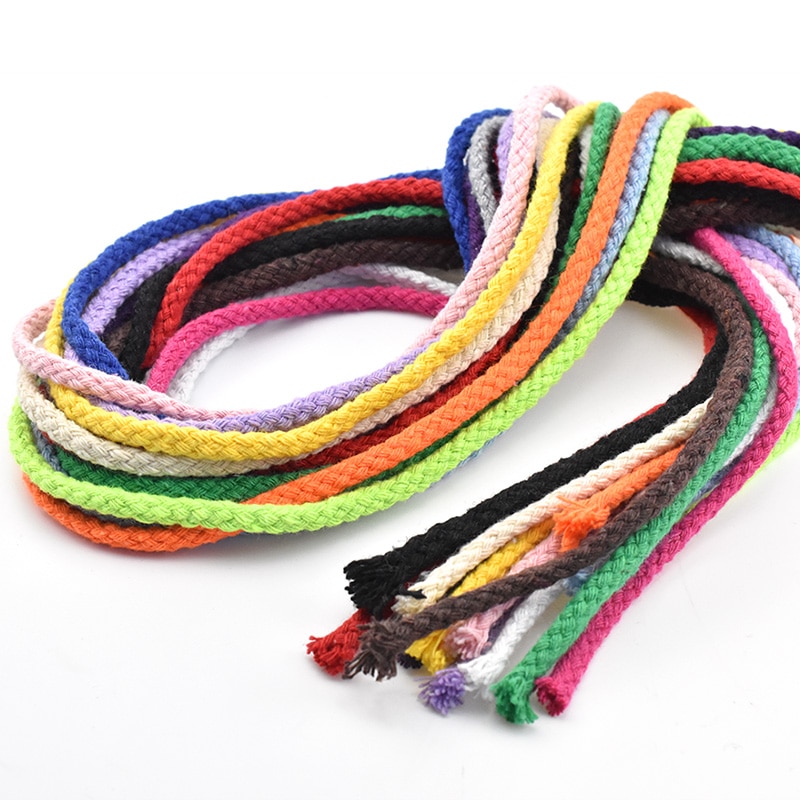 5mm Katoenen Touw Craft Decoratieve Twisted Cord Touw voor Handgemaakte Decoratie DIY Lanyard Ficelles Couleurs Draad Koord 5yards