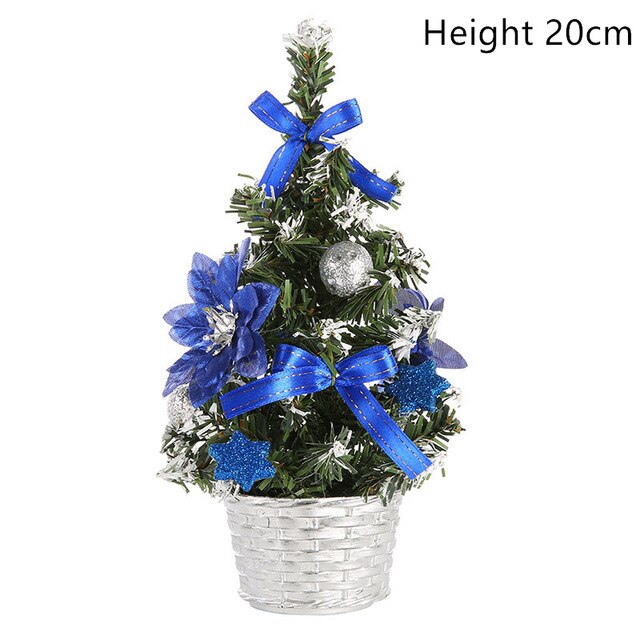 20/30/40CM Mini Table Christmas Tree LED light home Decoration Tabletop Pine Tree Xmas Tree Christmas Decoration Year: 20cm-blue