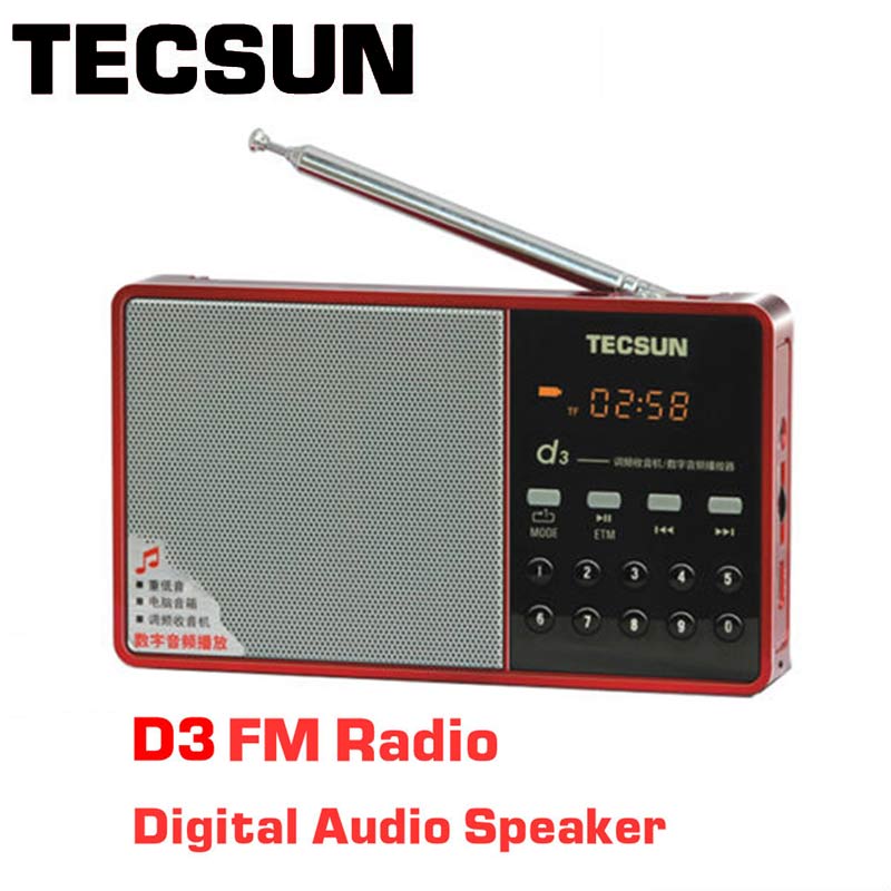 TECSUN D3 FM Radio Digital Audio- Lautsprecher FM 64-108 MP3 Spieler FM Radio Mit Stecker-in Karte tragbare Internet FM Radio