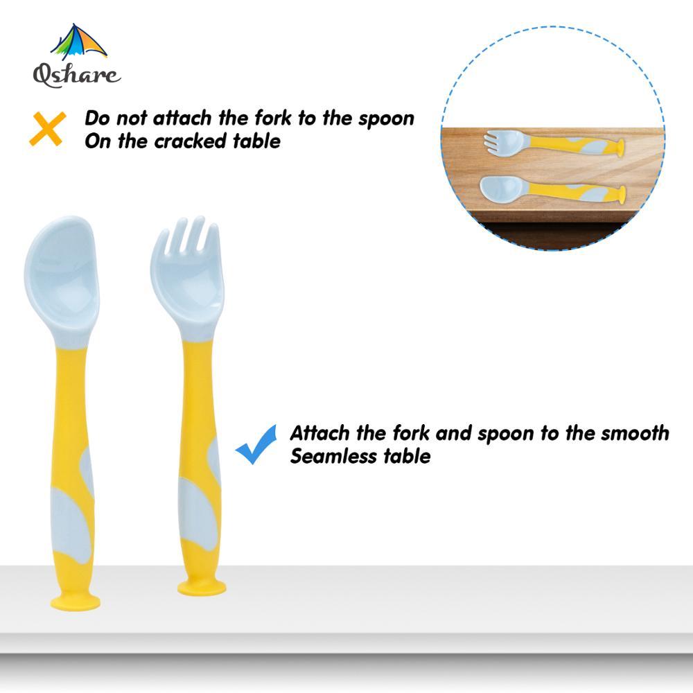 Qshare ensemble de cuillères et fourchettes flexibles pour #39 ustensiles de cuisine pour enfants ustensiles de pliage pour l'alimentation ensemble de salle à manger