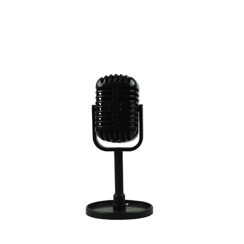 Micrófono clásico Retro Prop Estilo Vintage Mic soporte Universal Compatible con grabación de estudio de Karaoke de rendimiento en vivo Prop: Black