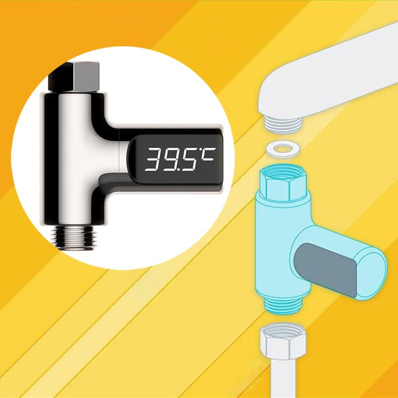 Led Display Water Shower Thermometer LED Display Home Water Shower Thermometer Flow Water Temperature Monitor