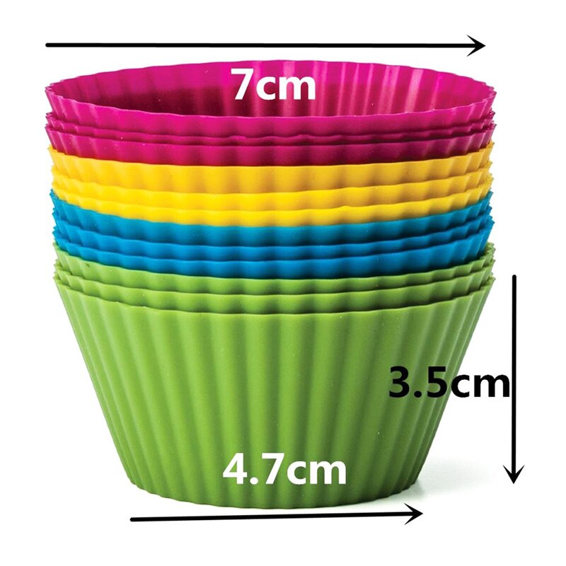 12 kpl/setti silikoninen kakkumuotti pyöreän muotoinen muffinssi cupcake leivontamuotti keittiön ruoanlaitto leivonnaisten valmistaja tee itse kakun koristelu työkalut