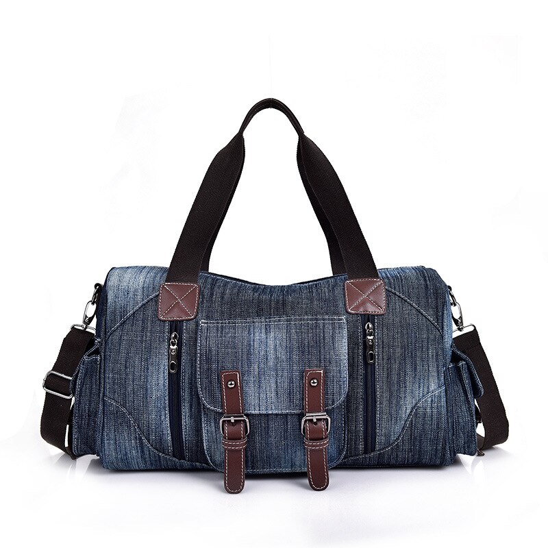 Rejsehåndtaske stor kapacitet mænd kvinder håndbagage rejse duffle bag weekendtasker skulderstropper rejsetasker til mandlige kvinder: Blå