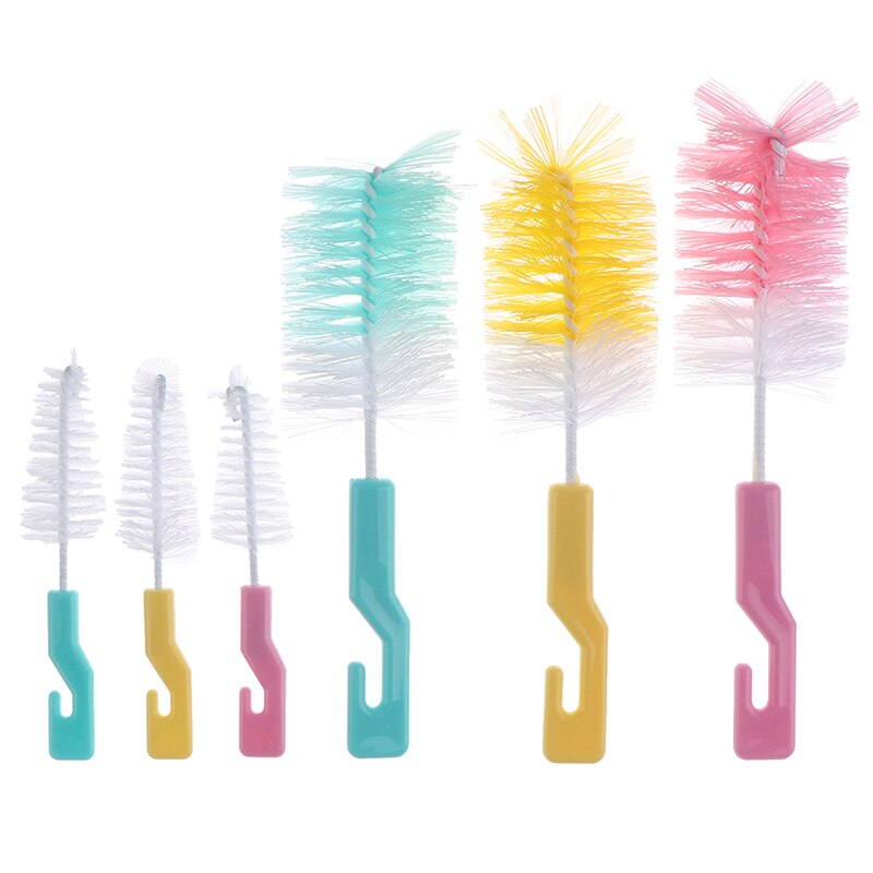 Baby Bottle Brushes Nipple Nylon Bristles Straight Shank Cleaning Brush Set Cup