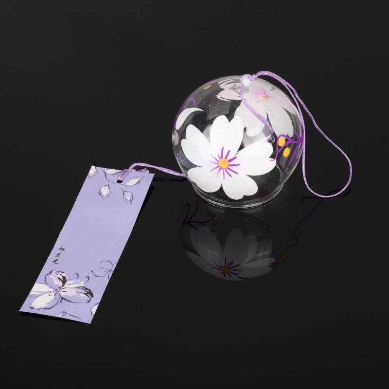 Campanilla de viento de cristal Sakura pintada a mano campanas de estilo japonés decoración para el hogar jardín manualidades para la Oficina Accesorios de colgar