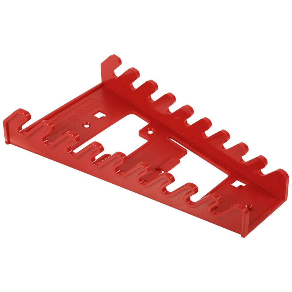9 Slots Red Plastic Spanner Rack Wrench Holder Storage Rack Rail Tray Wrench Organizer Tools for Walls Pegboard Mobile Tool Cart