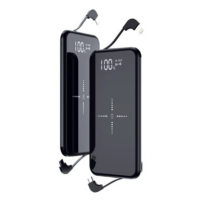 Miroir affichage numérique Qi chargeur sans fil trésor 10000 mAh Portable batterie d'alimentation pour Xiaomi iPhone batterie externe charge rapide