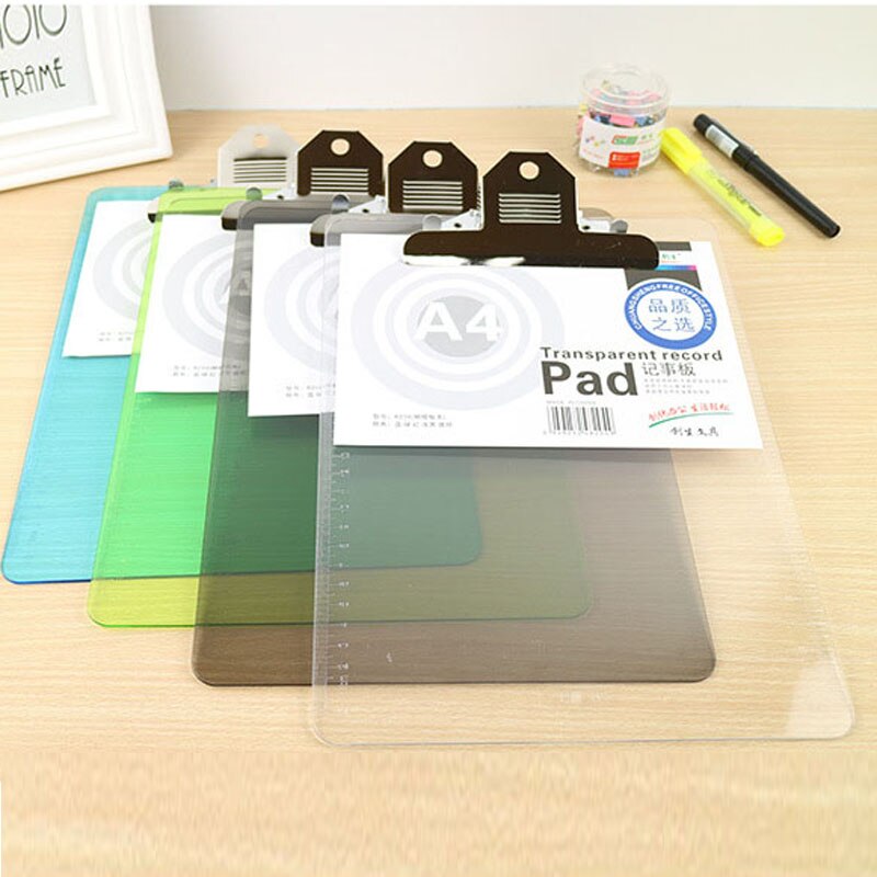 Acrylic A4 Writing Board Transparent Color Menu Board Clip Office School Supplies Folder Board Pad Board Stationary Clipboard