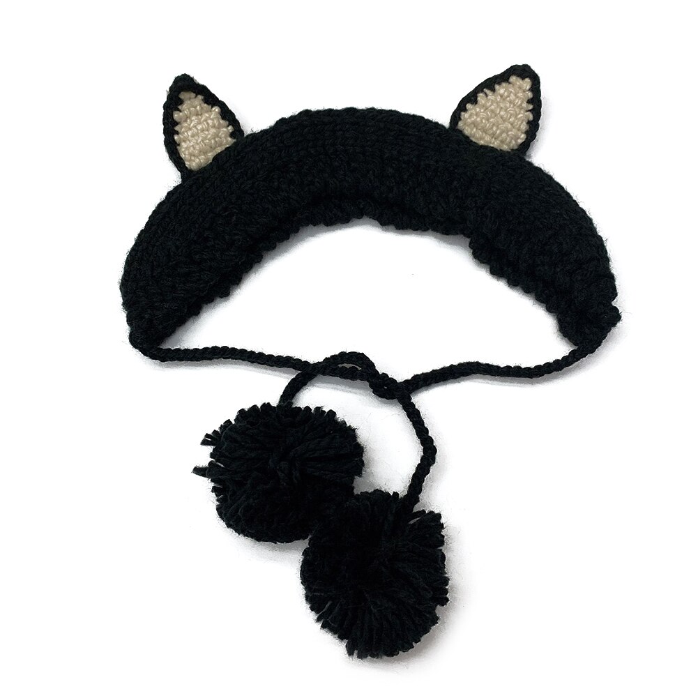 Hue dame hatte vinter akryl pom pom strik beanie ski cap bobble søde beanies høreværn: Sort