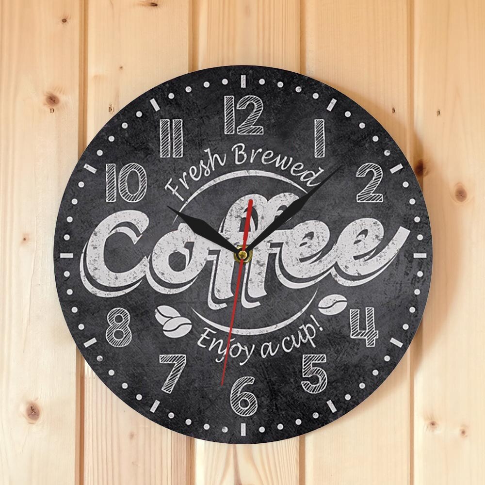 Fresh Brewed Coffee Enjoy A Cup Of Wall Clock Coffee Kitchen Wall Clock Coffee Shop Cafe Bar Wall Decor For Coffee addicts