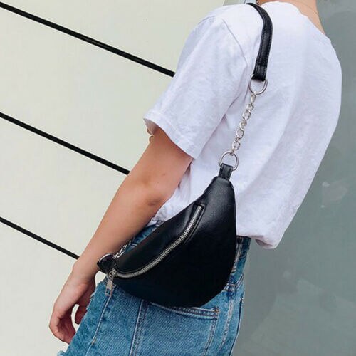 Frauen Taille Tasche fanny Pack PU Tasche Gürtel Geldbörse Kleine Geldbörse praktisch Schlüssel Beutel Weiß Schwarz Taille Packungen