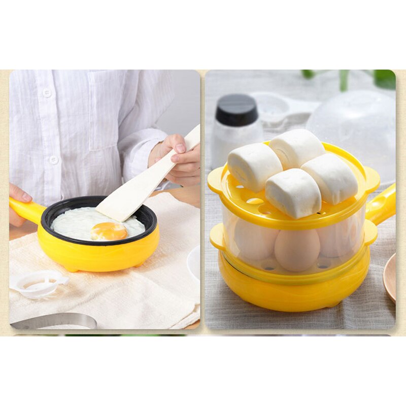 Mini Fried Eggs Artifact Non-Stick Electric Frying Pancake Egg Inserted Cooker Frying Double-layer Food Steamer Electric Pan