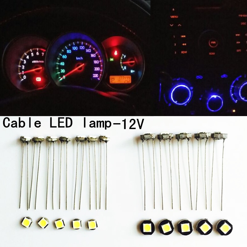 10 Uds. T3 T4 T4.7 T5 led, luz de salpicadero de coche, instrumento de cuña para puertas de automóvil, calibre, lámpara de lectura, bombilla led de 12V estilo de coche smd