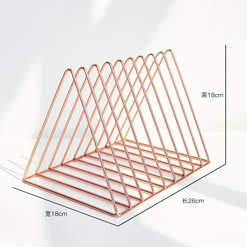 Nordic Iron Triangle Magazine Newspaper Rack Modern Minimalist Study Room Bookcase Office Desktop Bookshelf Ornament Decoration