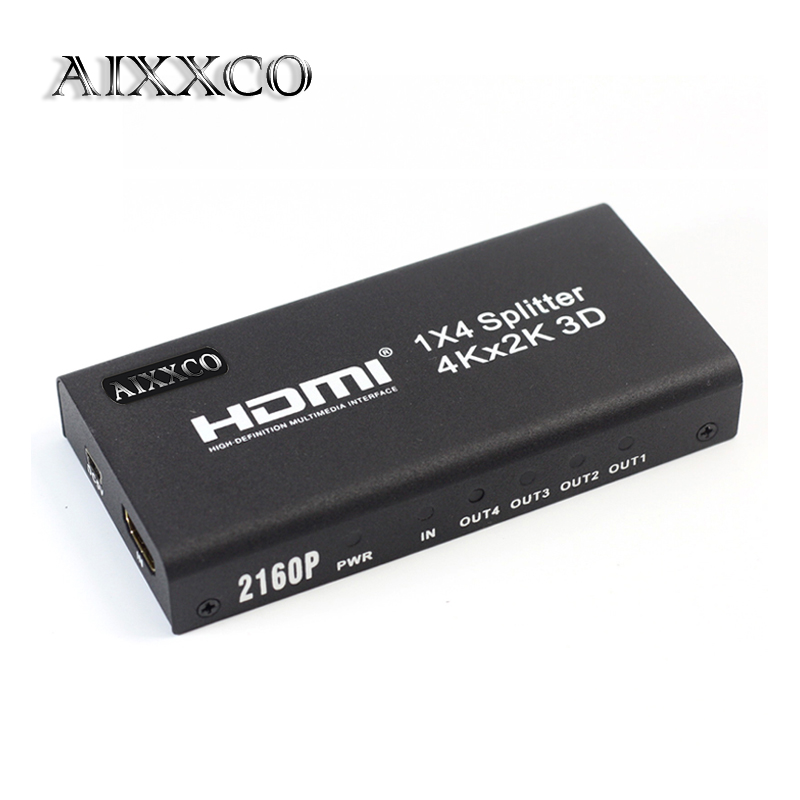 AIXXCO 3D 2 k 4 K HDMI 2160 P HDMI Splitter 1X4 Hdmi Hub Repeater Versterker 1.4 3D 1080 p 1 in 4 out converter