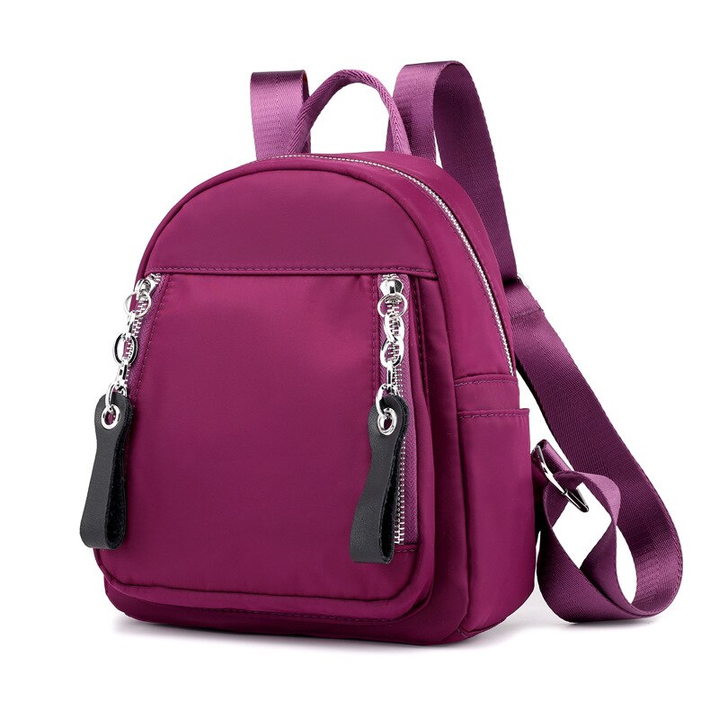 Kvinnor ryggsäck vattentät nylon ryggsäckar dam dagliga förpackningar casual liten storlek reseaxelväska bolsa mochila: Lila