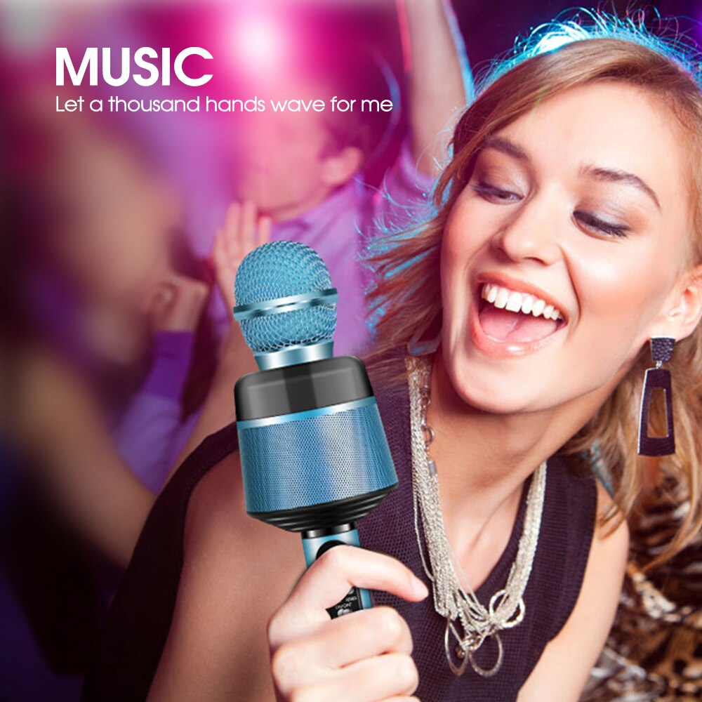 Micrófono inalámbrico para Karaoke, altavoz Portátil con Bluetooth, reproductor KTV casero con luces LED de baile, función de grabación