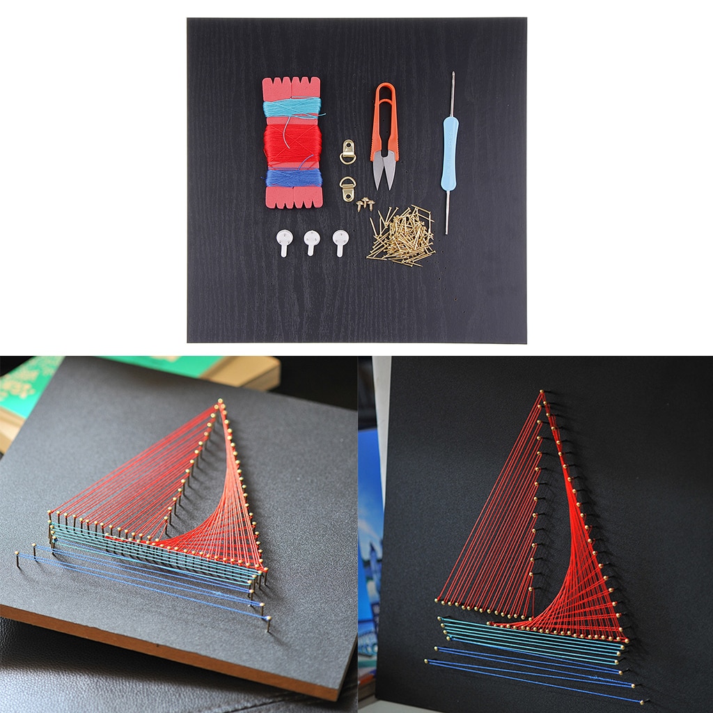 DIY Craft String Art Kits Handmade Ship Sailboat Painting for Kids Beginner Home Wall Decor