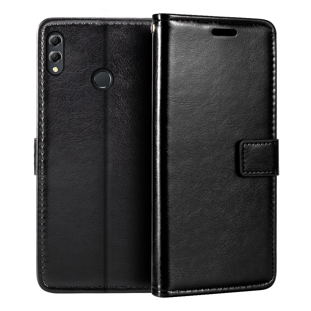 Case Voor Huawei Honor 8X Max Portemonnee Premie Pu Lederen Magnetische Flip Case Cover Met Kaarthouder En Kickstand Voor huawei Y Max: For Huawei Y Max / Black