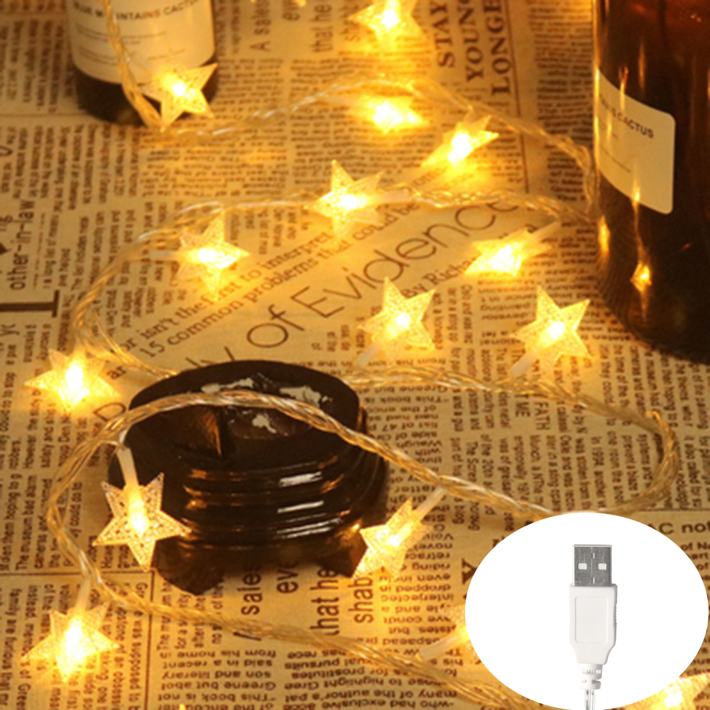 LED-Stern-Lichterkette, USB/batteriebetrieben, Lichterkette, Weihnachtsgirlande für Party, Hochzeit, Zuhause, Terrasse, Dekoration Ich bin Freien: Blau / 80w