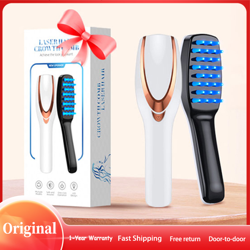 Elektrische Massage Kamm, rot und blaue Beleuchtung Haarpflege Kamm, Mikrostrom Vibration Massagegerät Instrument ,Wiederaufladbare Haarbürste
