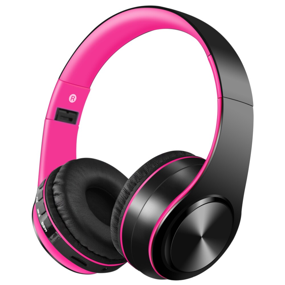 Año auriculares Bluetooth soporte deportivo TF FM radio bajo para iphone ordenador mejor auriculares inalámbricos con micrófono: Pure pink