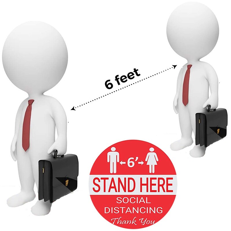 5Pcs/Lot Social Distancing Wait Here Stand Here Keep 6Ft in Between Distance Marker Floor Decal for Social Distancing