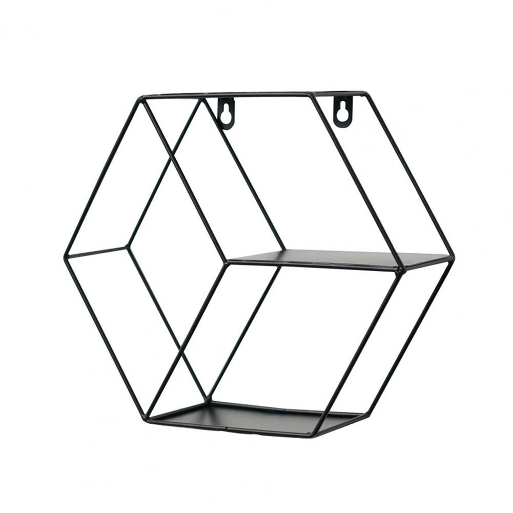 Useful Storage Shelf Durable Geometric Figure 2 Shapes Household Wall-mounted Storage Rack: Black 1