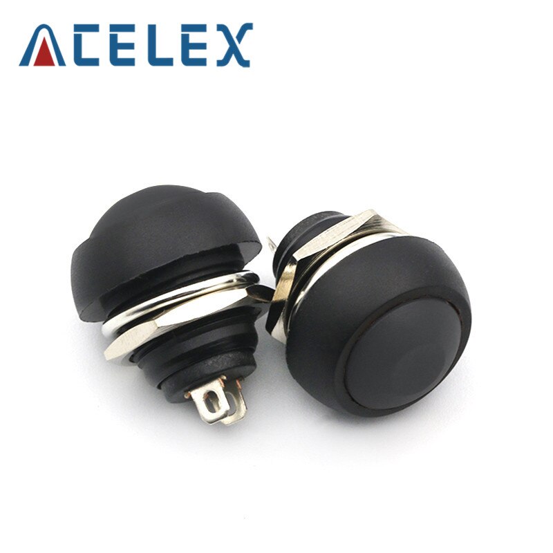 12mm PBS-33B Waterproof Momentary ON OFF Push Button Swithch Mini Round Switch: Black