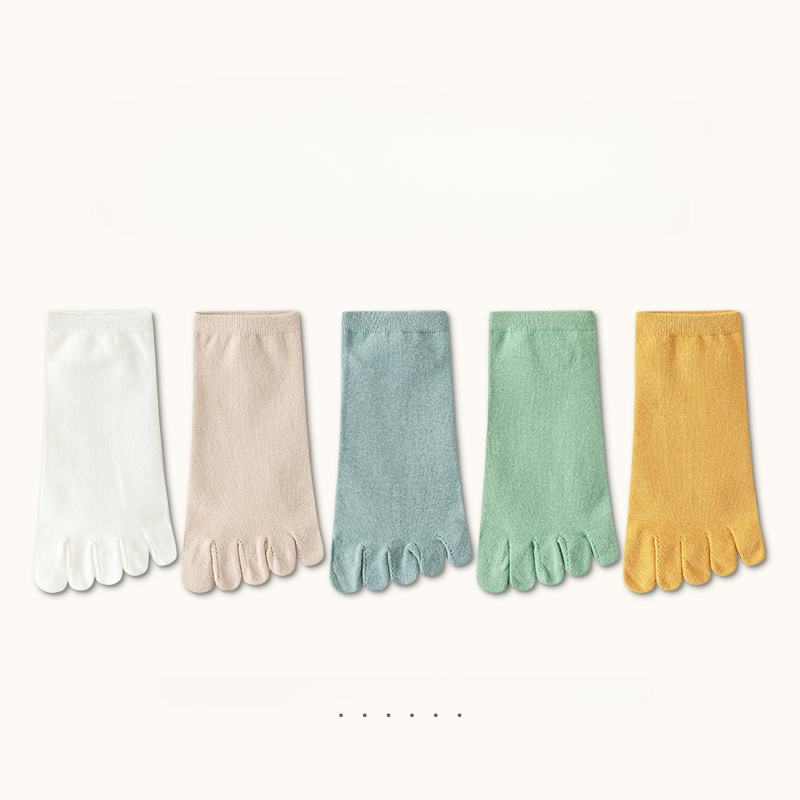 5 paires de chaussettes à orteils pour femmes, avec doigts séparés, en coton de , à cinq doigts, coupe basse, pour Yoga, sport: Beige