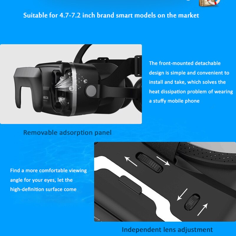 Virtual Reality 3D Glasses with VR Headset 360° Immersive VR Glasses for Android IOS Smartphone with Game Controller Headphone